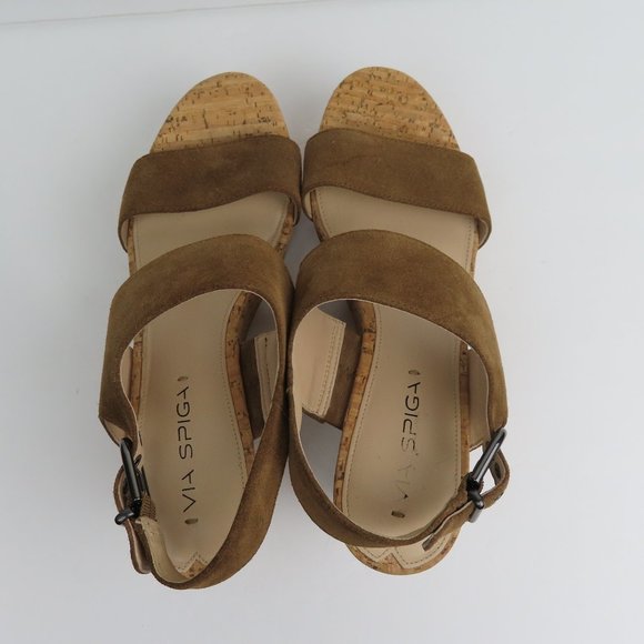 Via Spiga Cork Wedge Suede Sandals, Size 9 M - Picture 7 of 10
